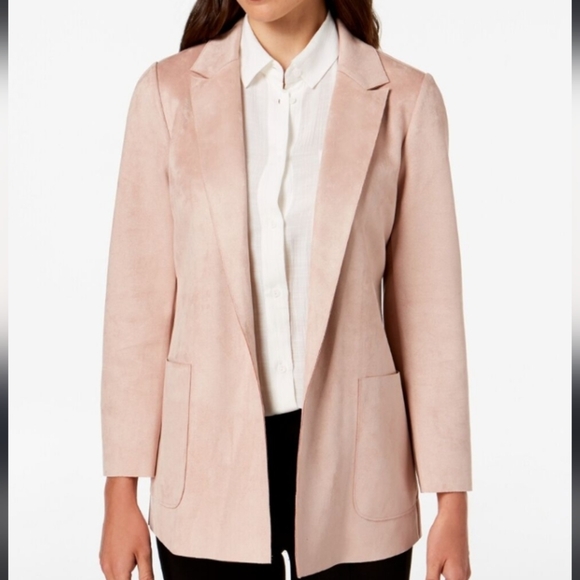 Charter Club Faux Suede Blush Pink Soft Blazer Cardigan Women's Sz Large Petite - Picture 1 of 9
